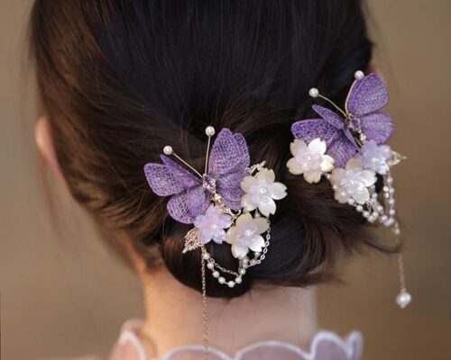 Make a Assertion with a Purple Butterfly Hairpin That Stands Out